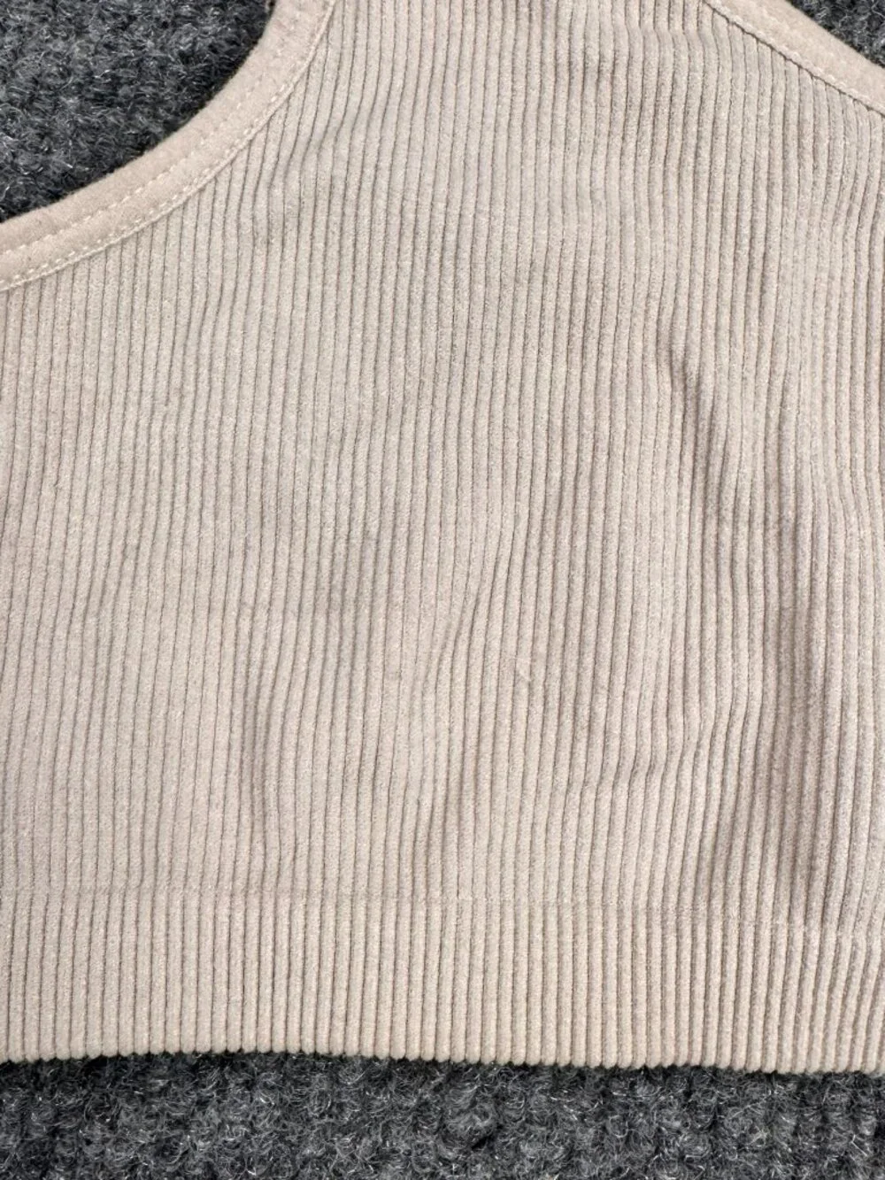 Colsie Ribbed Seamless Crop Tank Top Beige Women's Size Medium M